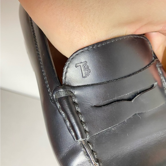 Tod’s Loafers Womens Size 5.5 Black Tods Leather Preppy Shoes Slide On - Picture 9 of 16